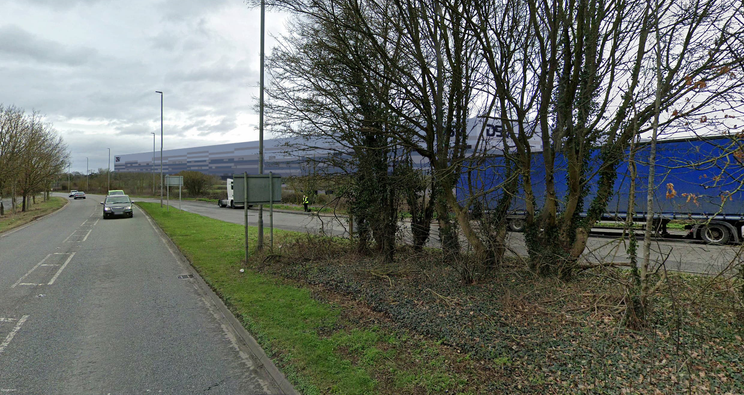 Illustrative view from A444 (northbound) showing existing layby, with planting at year 1.