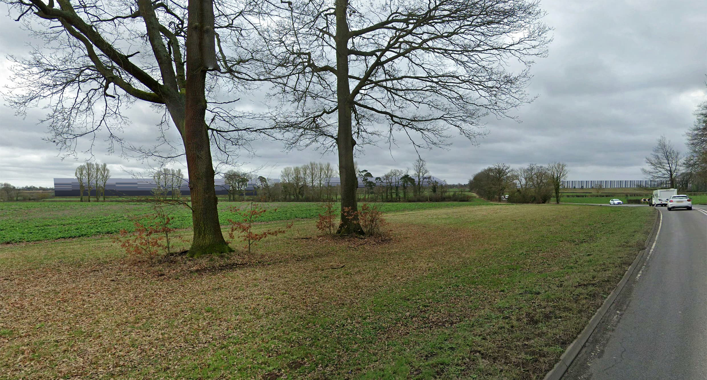 Illustrative view from A444 (southbound), with planting at year 1.